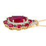 side view of ruby (ff) sapphire and zircon pendant necklace in 18k yellow gold over sterling silver