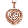 back view of morganite padparadscha sapphire and diamond heart halo pendant necklace in solid 14k rose gold