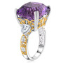 side view of african amethyst and white topaz ring in 18k yellow gold and rhodium over sterling silver