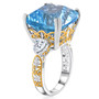 side view of sky blue topaz and white topaz ring in 18k yellow gold and rhodium over sterling silver