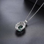 full view of green fluorite and white zircon necklace in rhodium over sterling silver