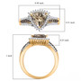 turkizite champagne and white diamond trillion halo ring in solid 14k yellow gold shown for size comparison