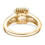 full view of turkizite champagne and white diamond emerald halo ring in solid 14k yellow gold