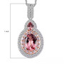 pink apatite pink sapphire and white zircon halo pendant necklace in rhodium over sterling silver shown for size comparison