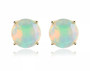 7mm round faceted ethiopian welo opal stud earrings in 14k yellow gold