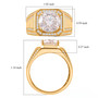 moissanite gents ring in 18k yellow gold over sterling silver shown for size comparison