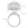 moissanite gents ring in rhodium over sterling silver shown for size comparison