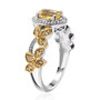 side view of heliodor and yellow sapphire jewelry set in 18k yellow gold and rhodium over sterling silver