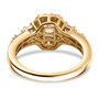 full view of turkizite and white zircon radiant halo ring in 18k yellow gold over sterling
