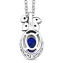 back view of blue spinel and blue sapphire jewelry set in black and white rhodium over sterling silver