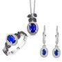 blue spinel and blue sapphire jewelry set in black and white rhodium over sterling silver