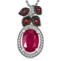 ruby (ff) and sapphire jewelry set in black and white rhodium over sterling silver