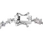 close up of rainbow moonstone and moissanite star tennis bracelet in rhodium over sterling silver