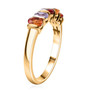 side view of multi color sapphire five stone band ring in 18k yellow gold over sterling silver