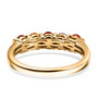 back view of multi color sapphire five stone band ring in 18k yellow gold over sterling silver
