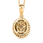 back view of yellow apatite yellow and white diamond double halo pendant necklace in 18k yellow gold over sterling silver