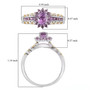 kunzite and pink sapphire halo ring in 18k yellow gold and rhodium over sterling silver shown for size comparison