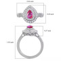 padparadscha sapphire and diamond halo ring in 950 platinum shown for size comparison