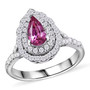 padparadscha sapphire and diamond halo ring in 950 platinum