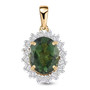 green apatite and diamond oval halo pendant necklace in solid 10k yellow gold