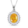 yellow and white cubic zirconia pendant necklace in rhodium over sterling silver