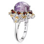 side view of tiffany stone and garnet two-tone 18k yellow and rhodium over sterling silver ring
