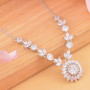 white cubic zirconia necklace in rhodium over sterling silver shown in a lifestyle photo