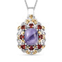 tiffany stone and garnet two-tone 18k yellow and rhodium over sterling silver pendant necklace
