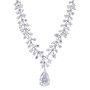 front view of moissanite statement necklace in rhodium over sterling silver