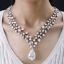 moissanite statement necklace in rhodium over sterling silver on neck model