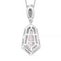 back view of moissanite shield cut halo pendant necklace in rhodium over sterling silver