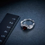 heart garnet and white zircon ring in rhodium over sterling silver