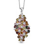 multi color tourmaline and moissanite pendant necklace in rhodium over sterling silver