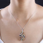 multi color tourmaline and moissanite pendant necklace in rhodium over sterling silver worn around the neck