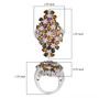 multi color tourmaline and moissanite cluster ring in rhodium over sterling silver shown for size comparison