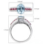 aquamarine rubellite and diamond ring in solid 10k white gold shown for size comparison