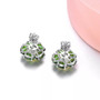 full view of chrome diopside citrine and white zircon cluster earrings in rhodium over sterling silver
