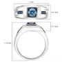 lab grown blue diamond gents ring in rhodium over sterling silver shown for size comparison