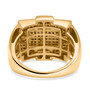 back view of blue yellow and white diamond gents ring in 18k yellow gold over sterling silver