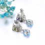 Multi Gemstone & Blue Topaz Cluster Flower Drop Earrings in Rhodium over Sterling Silver 