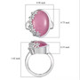 pink jade and white zircon floral ring in rhodium over sterling silver shown for size comparison