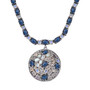blue star sapphire and rainbow moonstone necklace in rhodium over sterling silver