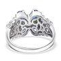 back view of kyanite and white zircon butterfly ring in rhodium over sterling silver