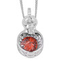 full view of red and white moissanite interchangeable halo pendant necklace in rhodium over sterling silver