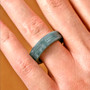 green olmec jadeite jade 7mm carved solid band ring on hand model