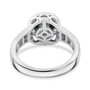 back view of blue and white moissanite interchangeable halo ring in rhodium over sterling silver