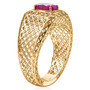 ruby solitaire latticework 10k yellow gold mens ring side profile