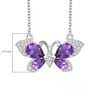 amethyst and white zircon butterfly necklace in rhodium over sterling silver shown for size comparison