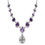 prasiolite and amethyst necklace in rhodium over sterling silver