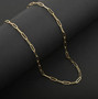 3mm paperclip chain necklace in 14k yellow gold shown in a lifestyle photo